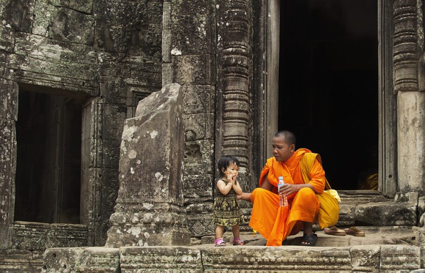 Angkor, Bayon, Mönch