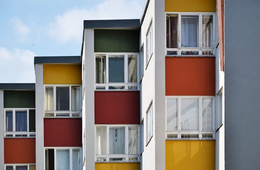 Großssiedling Siemensstadt, Ring-Siedlung, Ostabschluss von Hans Scharoun