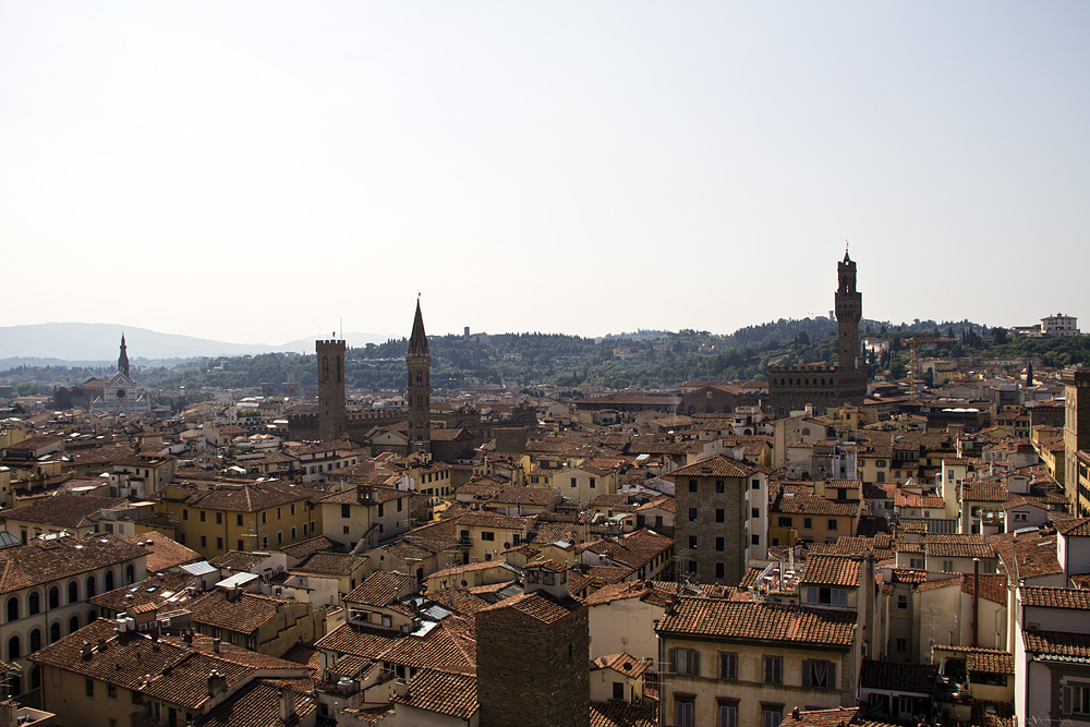 Florence, Dom Santa Maria del Fiore, Blick vom Campanile zum Palazzo Vecchio