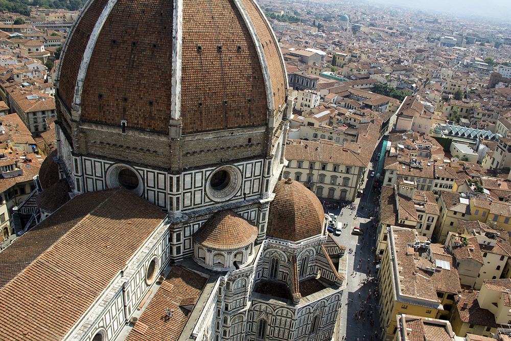 Florence, Dom Santa Maria del Fiore, Blick vom Campanile zur Domkuppel