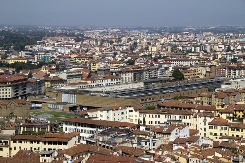 Florence, Dom Santa Maria del Fiore, Blick vom Campanile zum Banhof