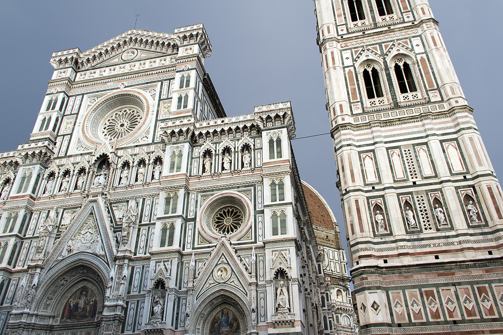 Florence, Dom Santa Maria del Fiore, Westfassade und Glockenturm