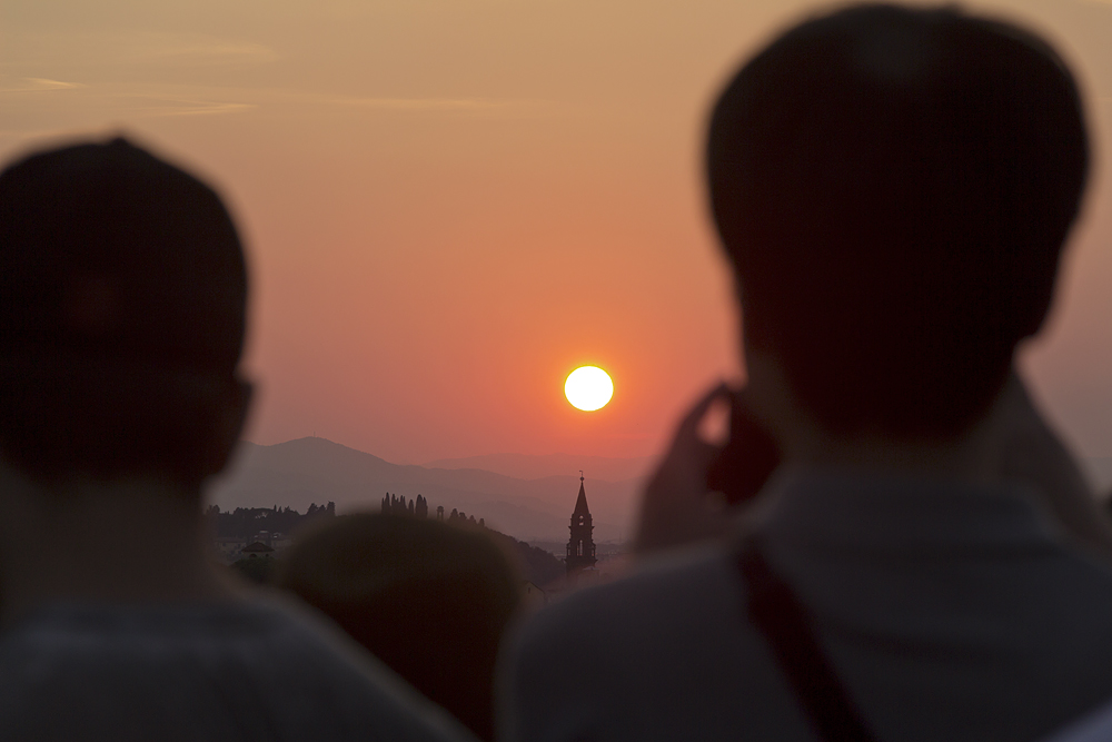 Florenz, Piazzale Michelangelo, Sonnenuntergang, Touristen