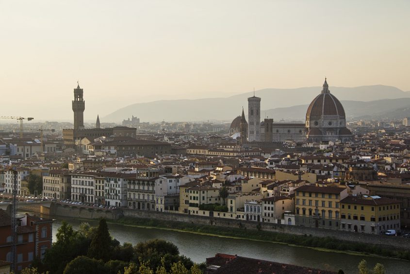 Florenz, Piazzale Michelangelo, Aussicht auf Dom und Palazzo Vecchio