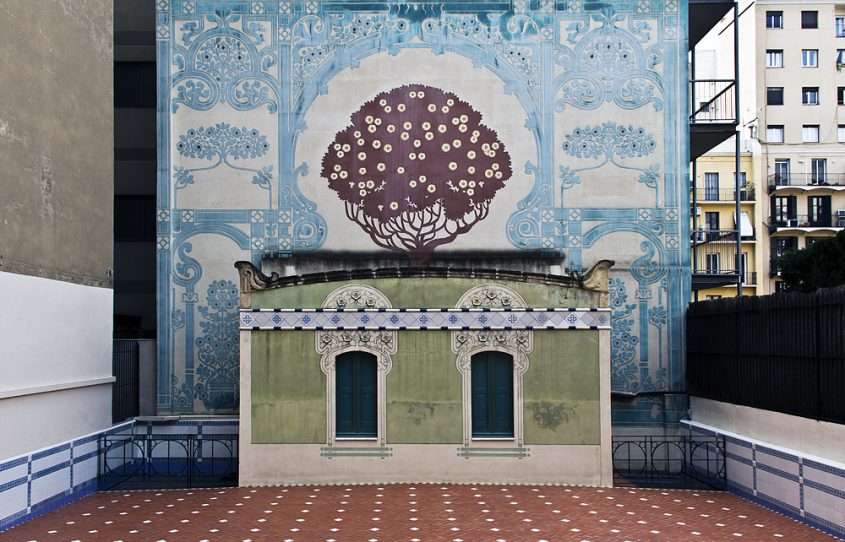 Barcelona, Casa Lleó i Morera von Lluís Domènech i Montaner, Terrasse