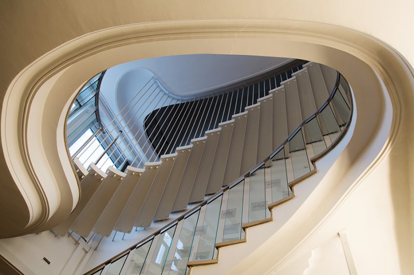 Fabian Fröhlich, documenta 14, Kassel, Staircase at the Press and Information Center (former Leder Meid store)