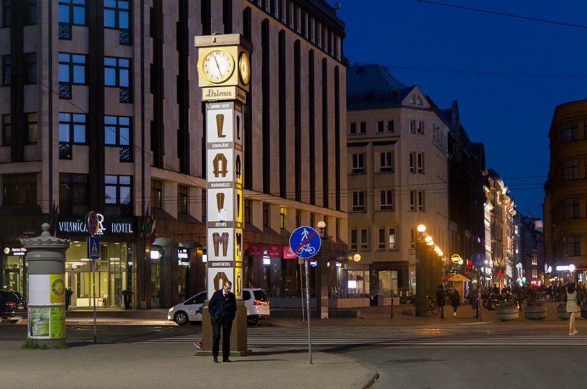 Fabian Fröhlich, Riga, laima Clock at night