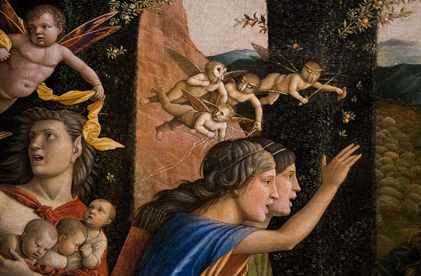 Fabian Fröhlich, Berlin, Gemäldegalerie, Mantegna, Minerva vertreibt die Sünden aus dem Garten der Tugenden