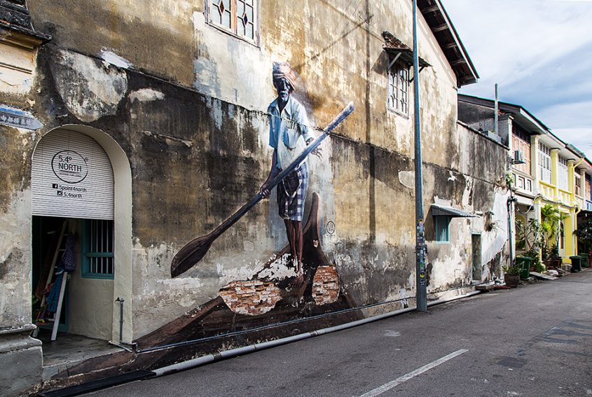 Fabian Fröhlich, Penang, George Town, Indian Boatman, mural by Ernest Zacharevic