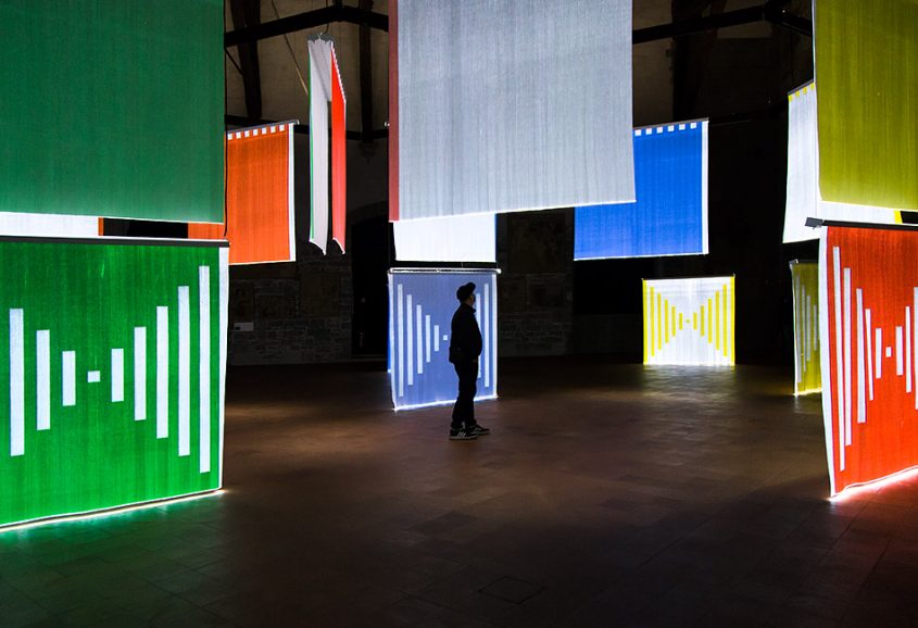 Fabian Fröhlich, Bergamo, Città Alta, Palazzo Ragione, exhibition DANIEL BUREN – Illuminare lo spazio