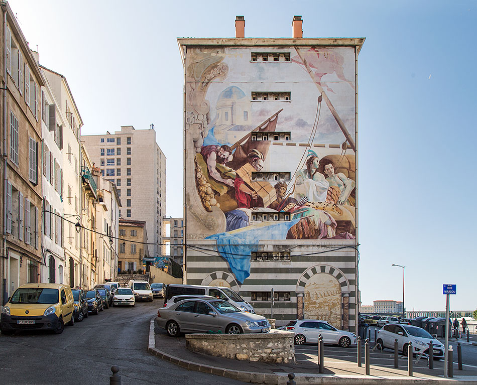 Marseille, Le Panier, Rue Miradou, Mural by Alain Goetschy