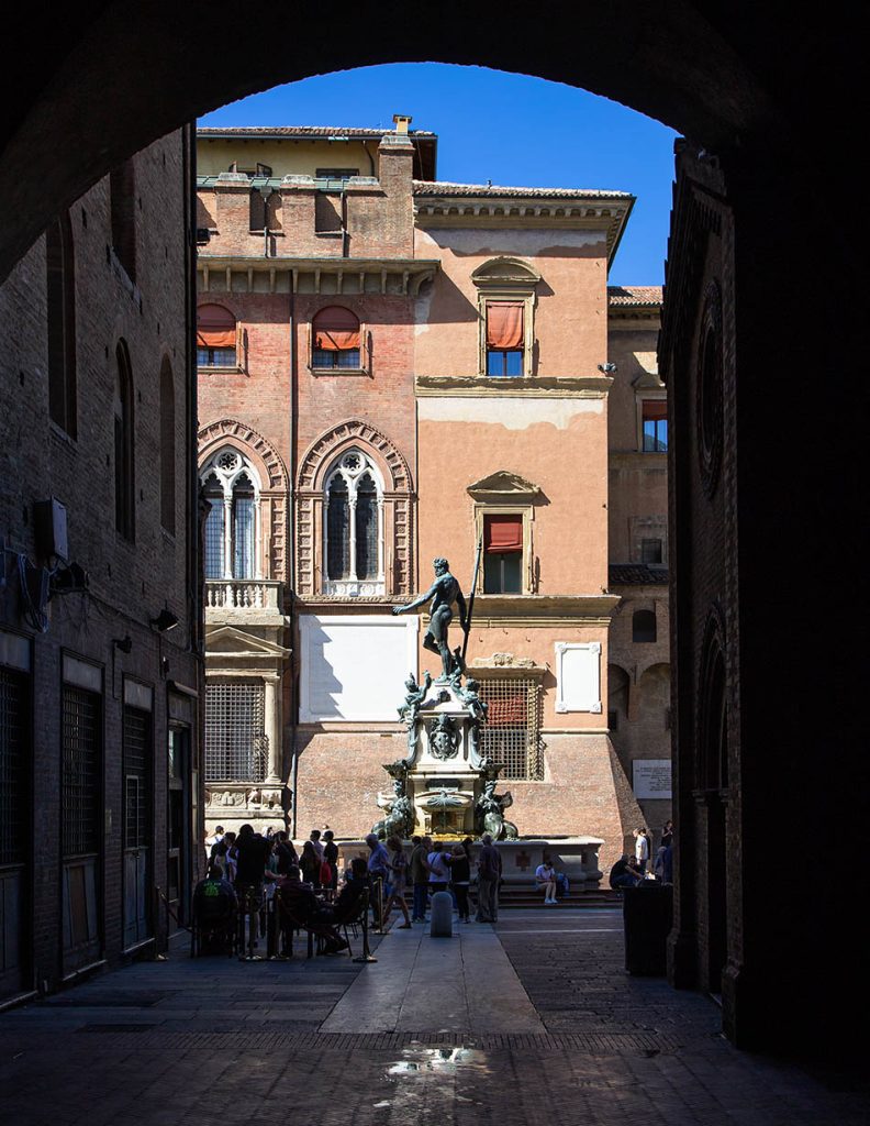 Bologna, View from Palazzo del Podestà to Fontana di Nettuno