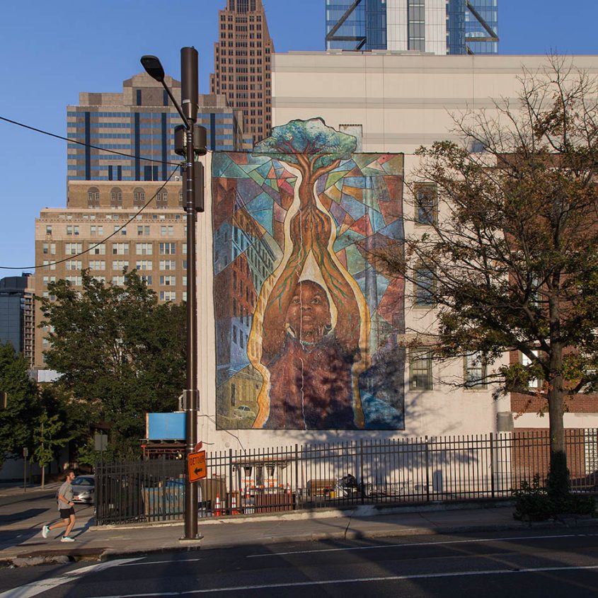 Philadelphia, Reach High And You Will Go Far by Josh Sarantitis, mural at 1926 Arch Street