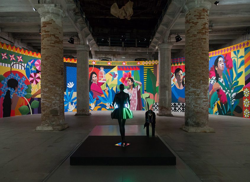 Venice Biennale, Arsenale, Tranieri Ovunque – Foreigners Everywhere, Puppies Puppies, Electric Dress (Atsuko Tanaka) / Aravani Art Project, Diaspore