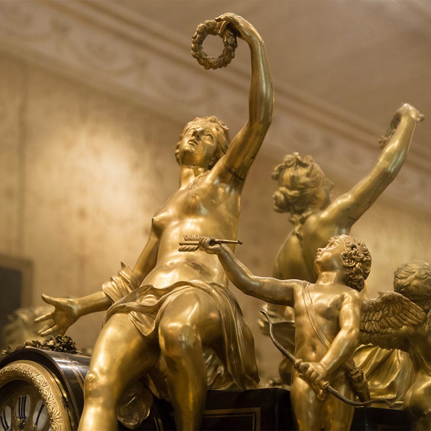 Wallace Collection, Mantel clock with Venus and Cupid by Andre-Charles Boulle (Billiard Room)